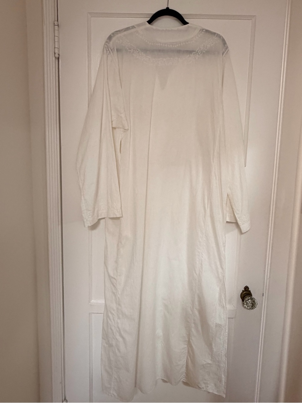 Vintage Indian Cotton Caftan Bohemian 70s Hippie Embroidered White XL - Picture 5 of 10
